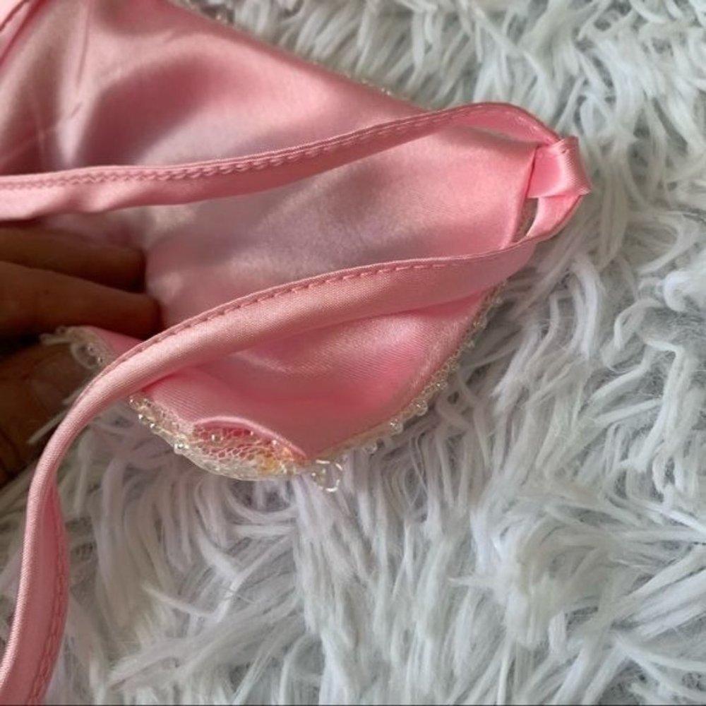NWT Y2K Butterfly Sequin Pink Crop Top Sexy Cami Self Tie Mariah Carey Backless - Picture 10 of 12